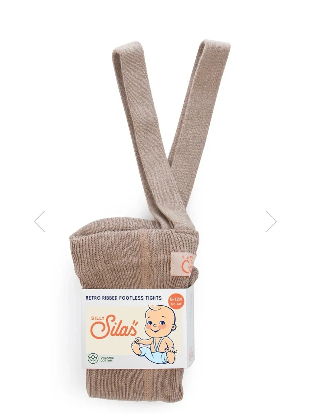 Kids Ribbed Footless Tights with Suspenders - Taupe